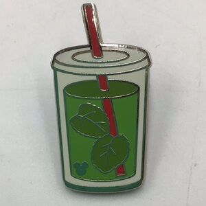 Disney Hidden Mickey Cup Pin Green Tea Leaves Drink 2011 Red Straw Pin Trading